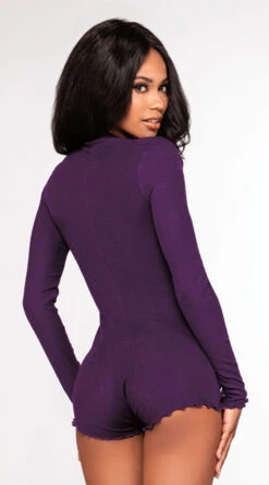 Dreamgirl Romantic Reverie Sleep Romper -Lingerie And Swimwear Store DG 12253 Plum Back 2022MARCH42936