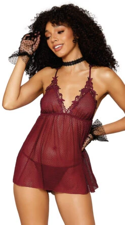 Dreamgirl Venice Lace And Mesh Flyaway Babydoll Set