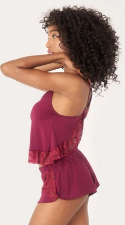 Flutter Back Girl Pajama Set -Lingerie And Swimwear Store ES 7396 BURGUNDY 03 Yandy PS03302022