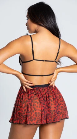 Yandy Fur Real Babydoll Set -Lingerie And Swimwear Store EY 4141 RED LEOPARD PS10282019 9