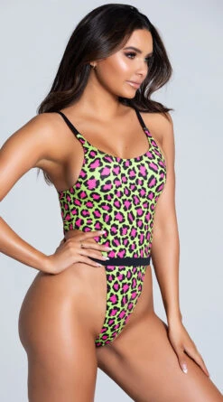 Yandy Cheetah Yourself High Cut One Piece Swimsuit -Lingerie And Swimwear Store EY 4173 GREEN PS01282020 6