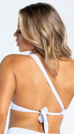 Yandy One Shoulder White Basic Bikini Top -Lingerie And Swimwear Store EY 4329T TOP WHT 8 YANDY PS02172022 copy