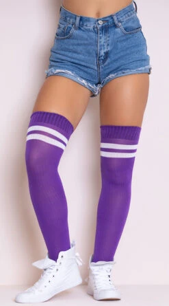 LEG AVENUE Ribbed Athletic Thigh High Stockings -Lingerie And Swimwear Store LA 6919 1 PS08072018