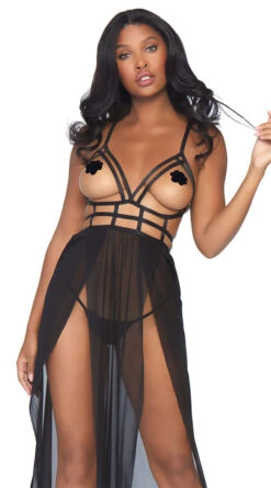 LEG AVENUE Open Cup Caged In Gown Set -Lingerie And Swimwear Store LA 88020 001 001 2019Collection