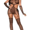 LEG AVENUE Wide Net Bodystocking Set