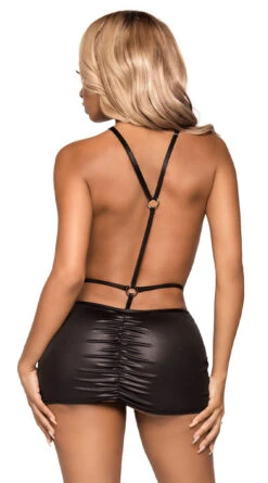 LEG AVENUE Open Cup Wet Look Mini Dress -Lingerie And Swimwear Store LA KI4034 002 001 2022APR47820