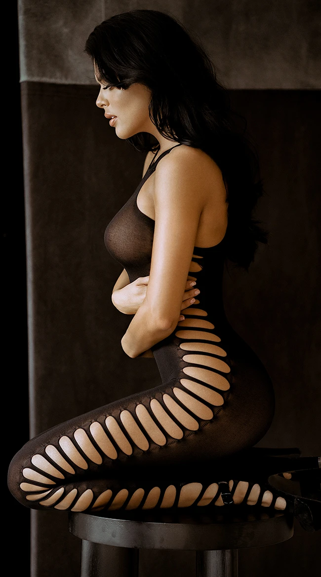 MUSIC LEGS Ribbed Cut-Out Bodystocking 4 MUSIC LEGS Ribbed Cut-Out Bodystocking - Image 2