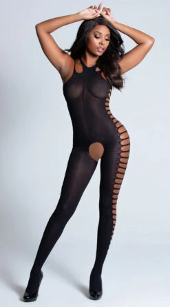 MUSIC LEGS Ribbed Cut-Out Bodystocking 10 MUSIC LEGS Ribbed Cut-Out Bodystocking -Lingerie And Swimwear Store ML 1325 BLACK PS06062019 3