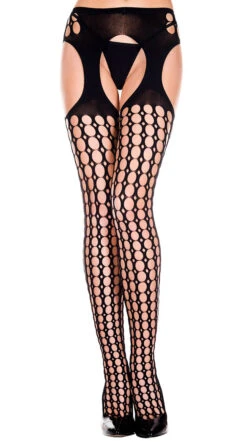 MUSIC LEGS Not The Hole Truth Suspender Pantyhose