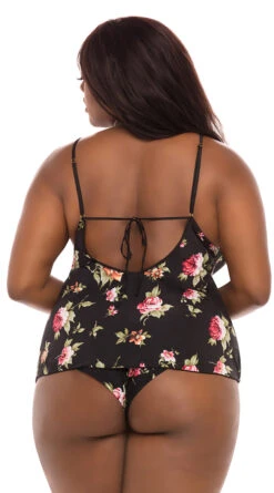 Plus Size Reina Floral PJ Short Set 9 Plus Size Reina Floral PJ Short Set -Lingerie And Swimwear Store OL 40 10731X BK100 BACK BA
