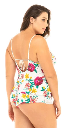 Plus Size Reina Floral PJ Short Set 7 Plus Size Reina Floral PJ Short Set -Lingerie And Swimwear Store OL 40 10731X WH104BWH BACK HR 2021APR31866