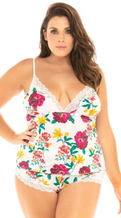 Plus Size Reina Floral PJ Short Set 8 Plus Size Reina Floral PJ Short Set -Lingerie And Swimwear Store OL 40 10731X WH104BWH FRONT HR 2021APR31866