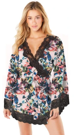 Reina Butterfly Sleeve Lace Robe -Lingerie And Swimwear Store OL LJ 10731 LP127BK FRONT HR 2020UPDATE