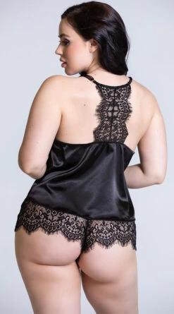 Roma Plus Size Elegant Satin Pajama Set 12 Roma Plus Size Elegant Satin Pajama Set -Lingerie And Swimwear Store RM LI225Q BLK 3 PS2018HOLIDAY 1113PROD