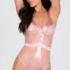 Roma Satin And Lace Pink Contrast Teddy -Lingerie And Swimwear Store RM LI260 PNK 10 PS01092019