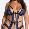 Roma Plus Size Fall To Pieces Crotchless Teddy -Lingerie And Swimwear Store RM LI353Q BLUE 2 YANDY PS10282021