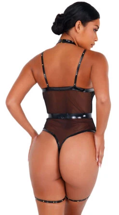Roma Vinyl Vengeance Bodysuit -Lingerie And Swimwear Store RM LI435 Blk Back 2020NOV26348