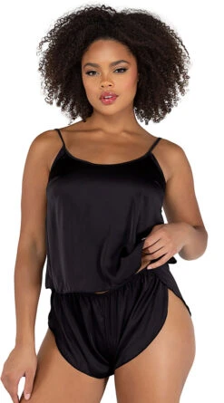 Roma Tulip Dreams Satin Short Set -Lingerie And Swimwear Store RM LI505 Blk 2021DEC43200