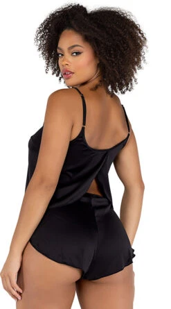 Roma Tulip Dreams Satin Short Set -Lingerie And Swimwear Store RM LI505 Blk Back 2021DEC43200