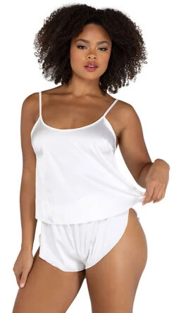 Roma Tulip Dreams Satin Short Set -Lingerie And Swimwear Store RM LI505 Wht 2021DEC43200