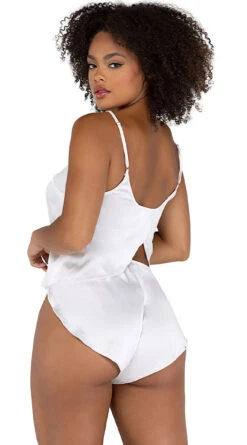 Roma Tulip Dreams Satin Short Set -Lingerie And Swimwear Store RM LI505 Wht Back 2021DEC43200