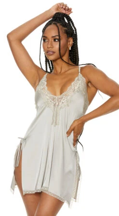 Smooth Operator Satin Chemise 7 Smooth Operator Satin Chemise -Lingerie And Swimwear Store SO SS1046 frt Silver 2022JAN37095