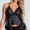 Enticing Words Satin Cami Set -Lingerie And Swimwear Store ST 11004 BLACK 1 PS05282020