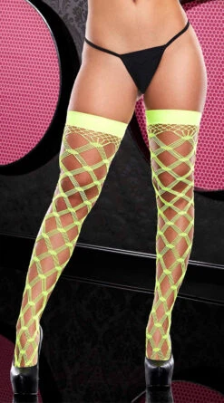 Neon Diamond Net Thigh High Stockings -Lingerie And Swimwear Store XG LH 1045 NY F 2019OctLapdance
