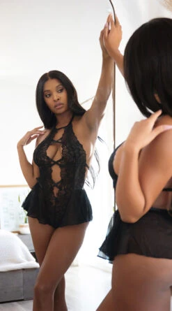 Yandy Flirty And Thriving Romper -Lingerie And Swimwear Store YO 53 11433 BLK 4 EDS YANDY 2022SPRING