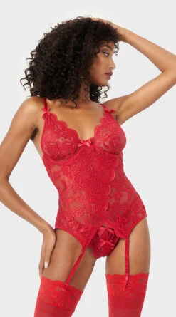 Yandy Flirty Fold Over Bustier Set -Lingerie And Swimwear Store YO 60 11298 RED 03 YANDY PS03312022