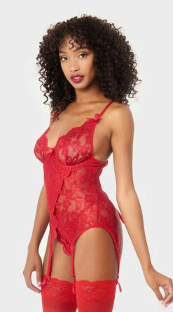 Yandy Flirty Fold Over Bustier Set -Lingerie And Swimwear Store YO 60 11298 RED 04 YANDY PS03312022